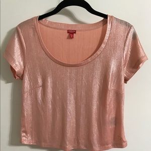 Pink shimmery loose fit crop top